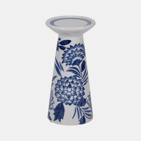 Porc,8"h Chinoiserie Candle Holder,blue/wht from Sagebrook Home - Luna Furniture