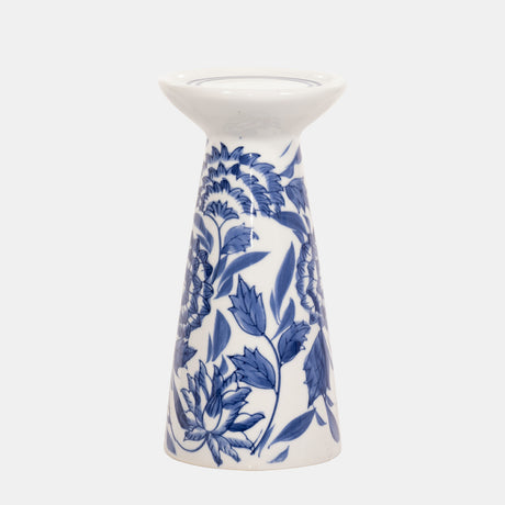 Porc,8"h Chinoiserie Candle Holder,blue/wht from Sagebrook Home - Luna Furniture