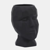 Porcelain, 6" Dia Face Vase, Black from Sagebrook Home - Luna Furniture