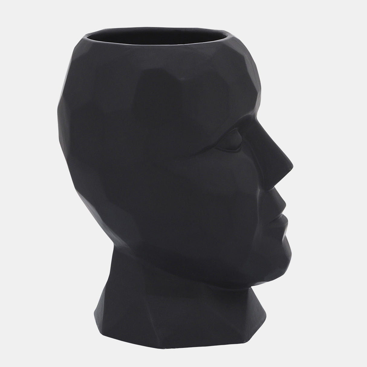 Porcelain, 6" Dia Face Vase, Black from Sagebrook Home - Luna Furniture