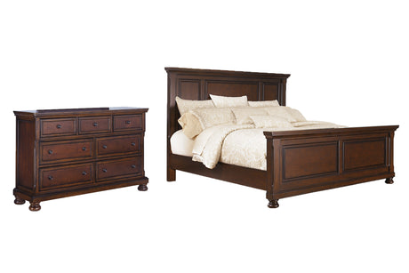 Porter California King Panel Bed with Dresser in Rustic Brown from Ashley - Luna Furniture