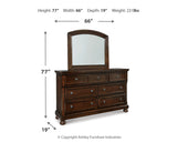 Porter California King Panel Bed with Mirrored Dresser and Chest in Rustic Brown from Ashley - Luna Furniture