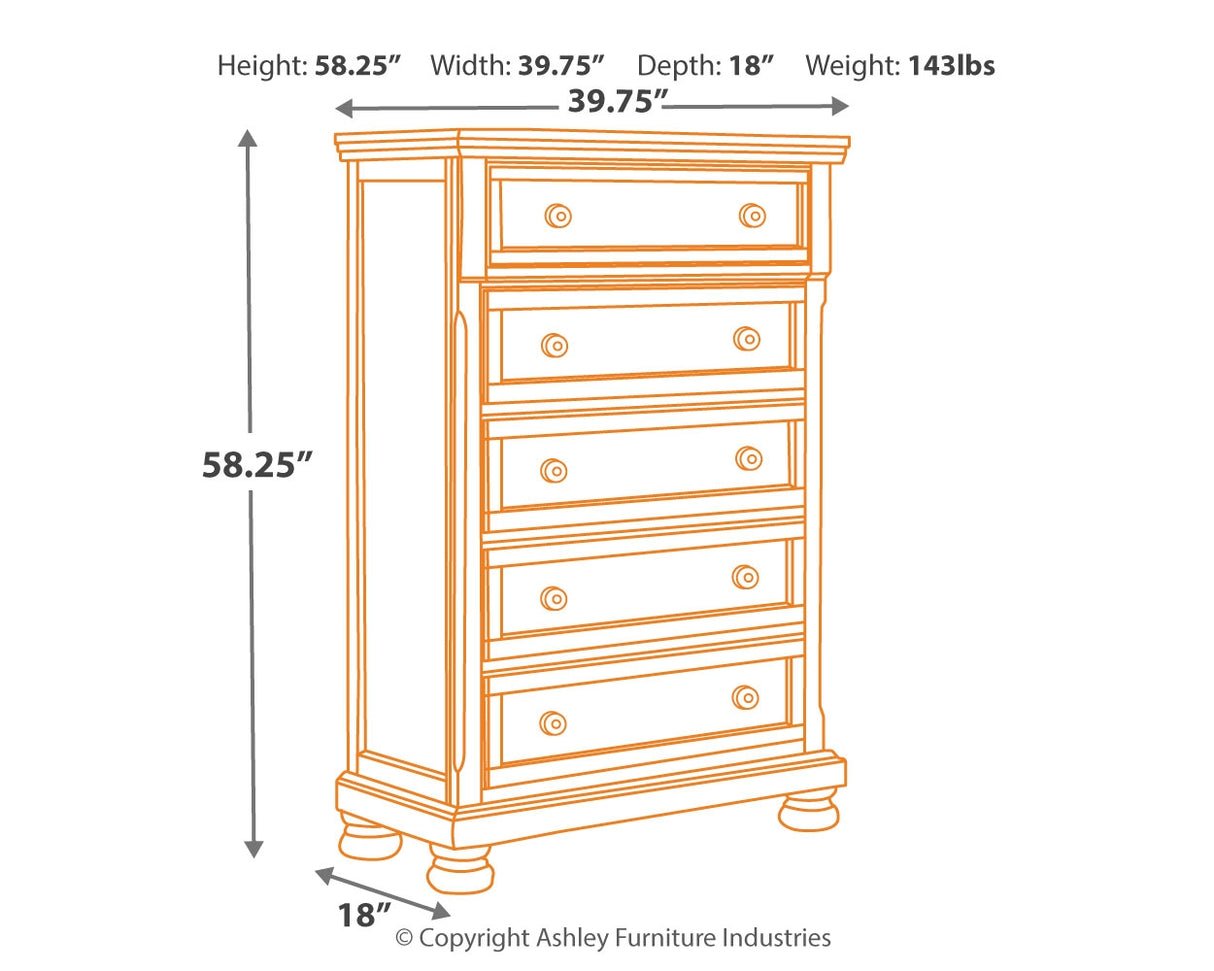 Porter California King Panel Bed with Mirrored Dresser and Chest in Rustic Brown from Ashley - Luna Furniture