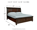 Porter California King Sleigh Bed with Mirrored Dresser and Chest in Rustic Brown from Ashley - Luna Furniture