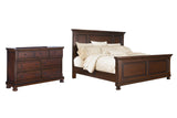 Porter King Panel Bed with Dresser in Rustic Brown from Ashley - Luna Furniture