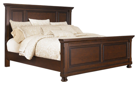 Porter King Panel Bed with Mirrored Dresser, Chest and Nightstand in Rustic Brown from Ashley - Luna Furniture