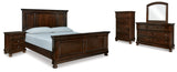 Porter King Panel Bed with Mirrored Dresser, Chest and Nightstand in Rustic Brown from Ashley - Luna Furniture