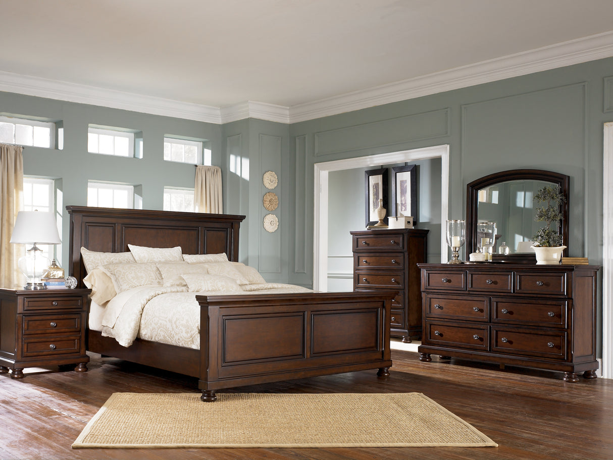 Porter Queen Panel Bed with Dresser in Rustic Brown from Ashley - Luna Furniture