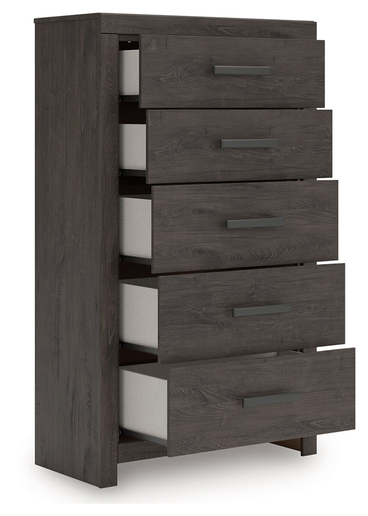 Prendonea Charcoal Chest of Drawers from Ashley - Luna Furniture