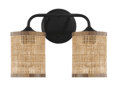 Quell Double Light Vanity With Natural Rattan Shade Wall Lamp - WLL03900801