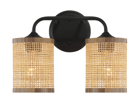 Quell Double Light Vanity With Natural Rattan Shade Wall Lamp - WLL03900801