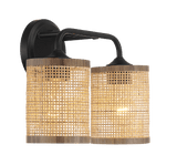 Quell Double Light Vanity With Natural Rattan Shade Wall Lamp - WLL03900801