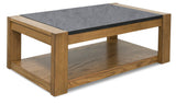 Quentina Coffee Table with 2 End Tables in Light Brown/Black - PKG016254