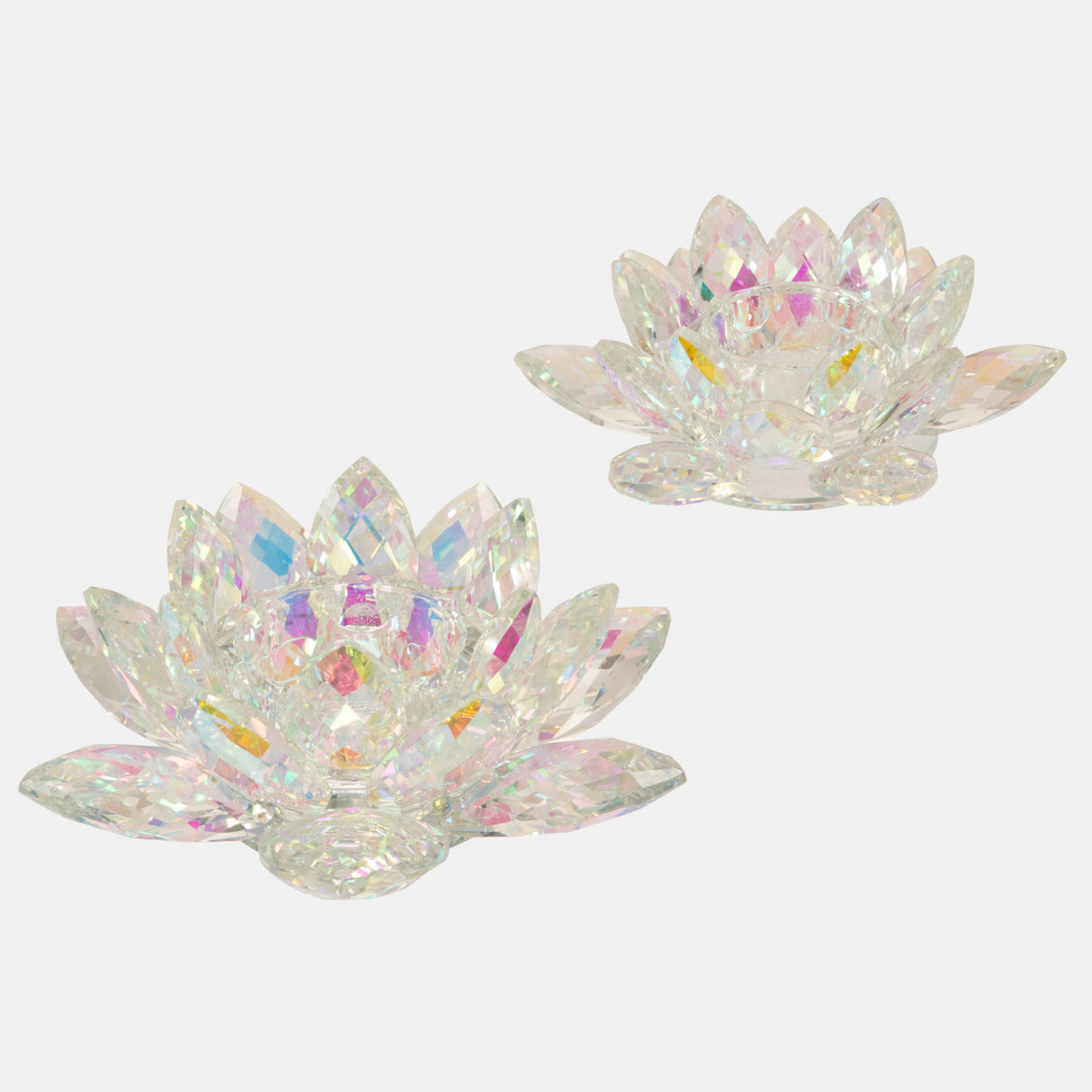 Rainbow Crystal Lotus Votive Holder 6" - 13211-14