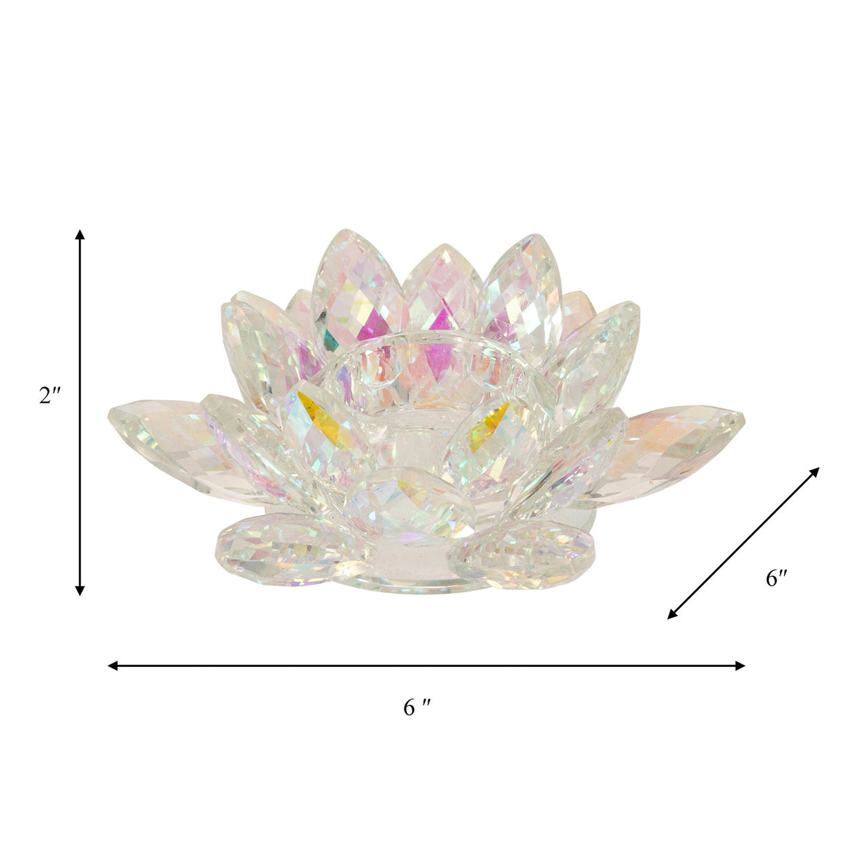 Rainbow Crystal Lotus Votive Holder 6" - 13211-14