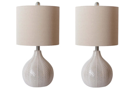 Rainermen 2-Piece Table Lamp Set in Off White from Ashley - Luna Furniture