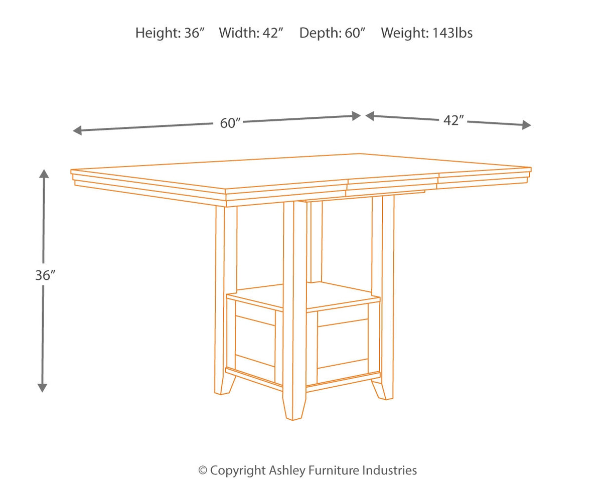 Ralene Counter Height Dining Table and 6 Barstools in Medium Brown - PKG002063