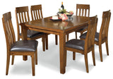 Ralene Dining Table and 6 Chairs in Medium Brown - PKG002060