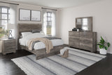 Ralinksi Full Panel Bed with Mirrored Dresser and Nightstand in Gray - PKG018443