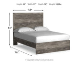 Ralinksi Full Panel Bed with Mirrored Dresser and Nightstand in Gray - PKG018443