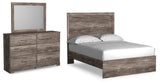 Ralinksi Full Panel Bed with Mirrored Dresser in Gray - PKG018440