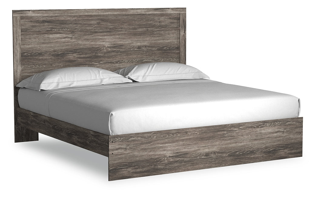 Ralinksi King Panel Bed with Mirrored Dresser in Gray - PKG018431