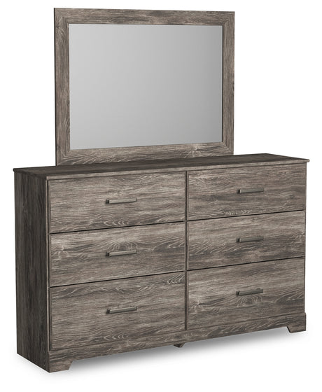 Ralinksi Queen Panel Bed with Mirrored Dresser in Gray - PKG018422