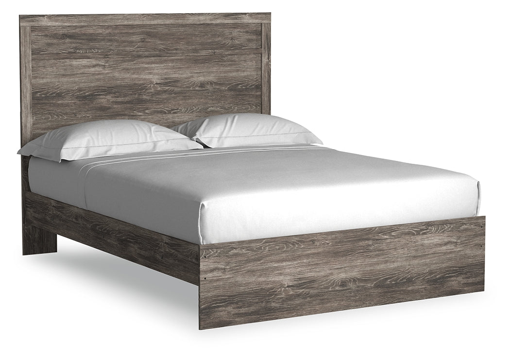 Ralinksi Queen Panel Bed with Mirrored Dresser in Gray - PKG018422