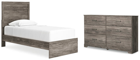 Ralinksi Twin Panel Bed with Dresser in Gray - PKG016238