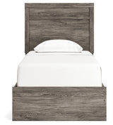 Ralinksi Twin Panel Bed with Mirrored Dresser and Chest in Gray - PKG015989