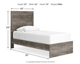 Ralinksi Twin Panel Bed with Mirrored Dresser and Chest in Gray - PKG015989