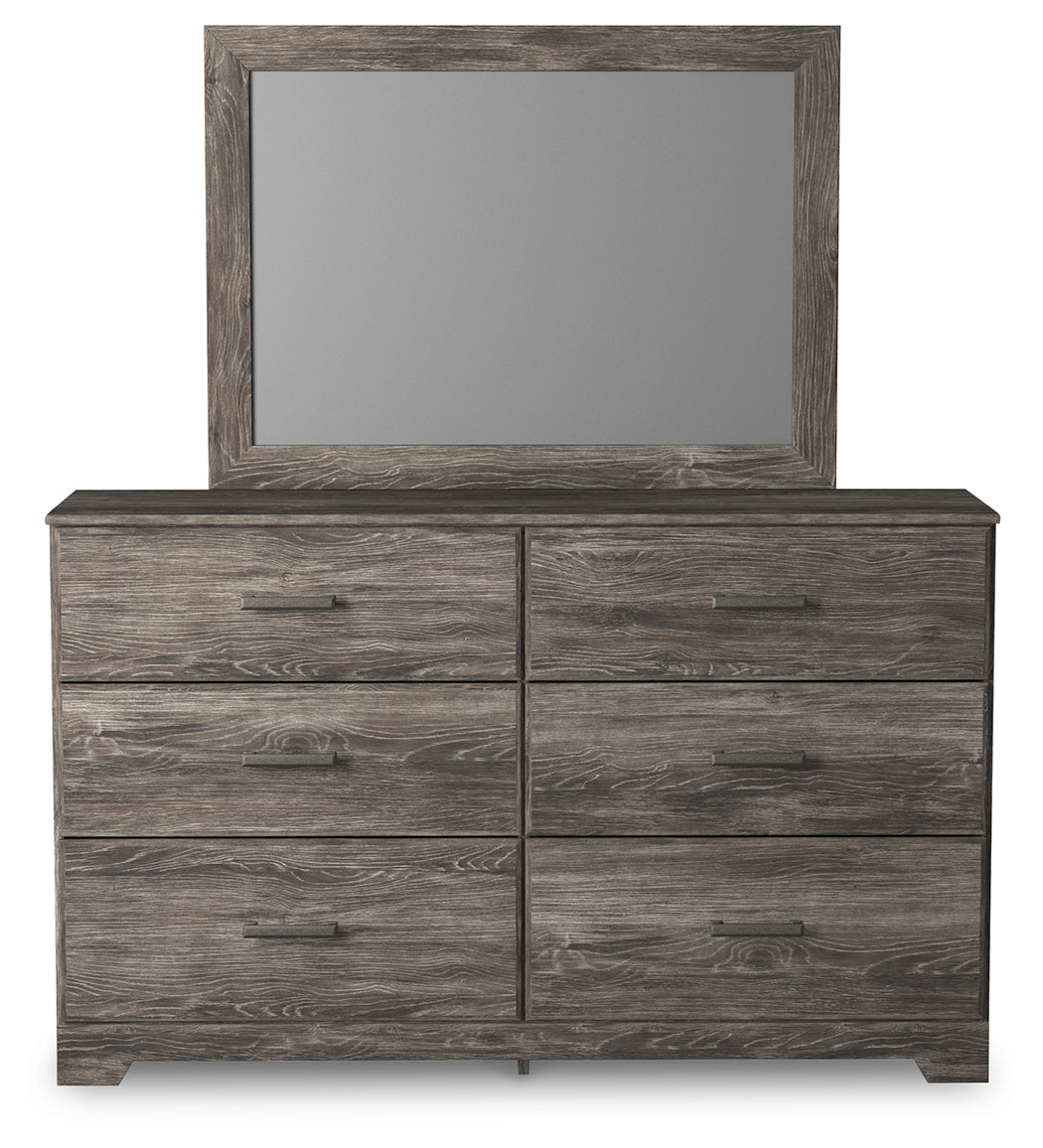 Ralinksi Twin Panel Bed with Mirrored Dresser and Chest in Gray - PKG015989