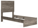 Ralinksi Twin Panel Bed with Mirrored Dresser and Chest in Gray - PKG015989