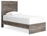 Ralinksi Twin Panel Bed with Mirrored Dresser, Chest and 2 Nightstands in Gray - PKG015987