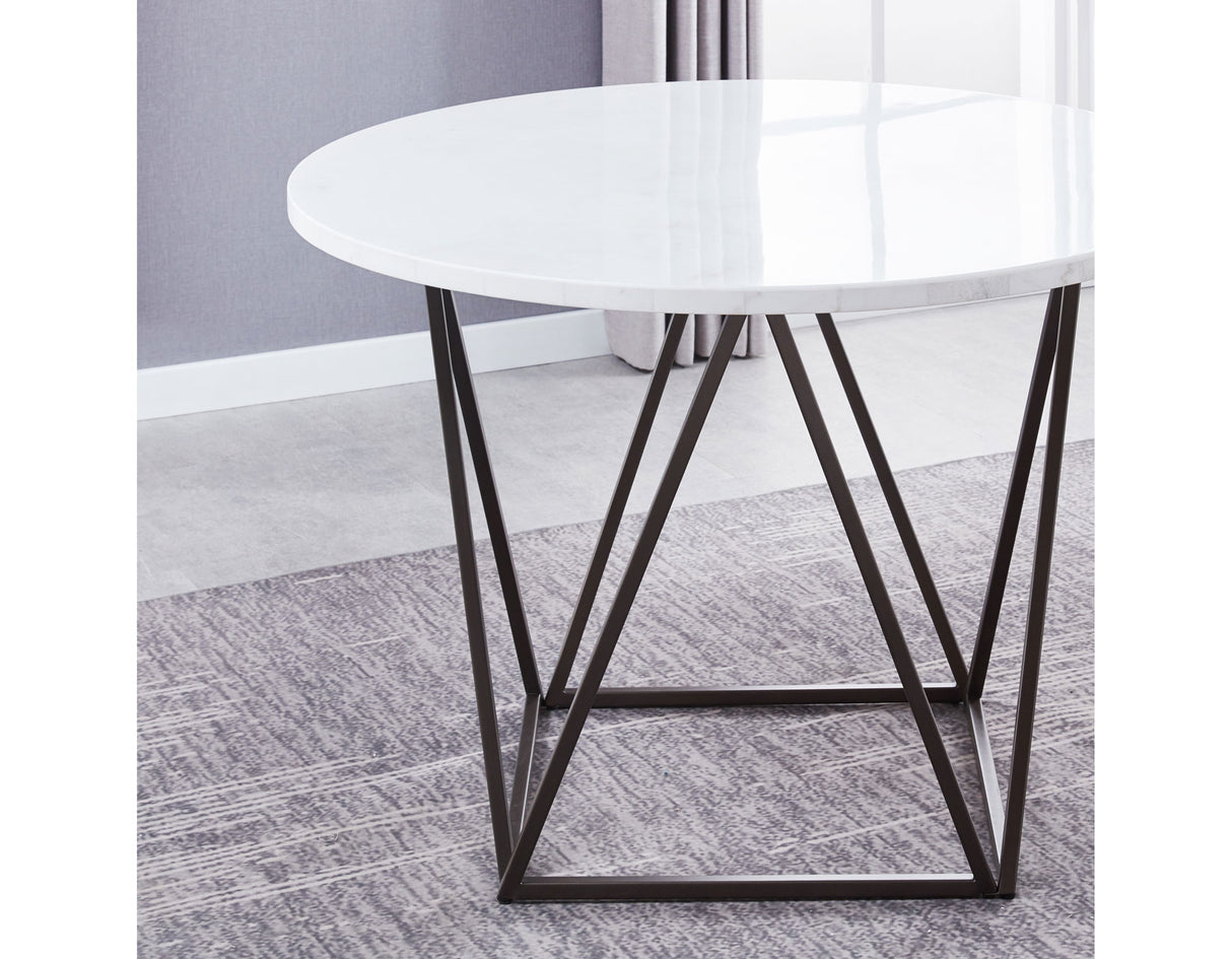 Ramona White Marble Top 44 inch Round Dining Table - RM440WT