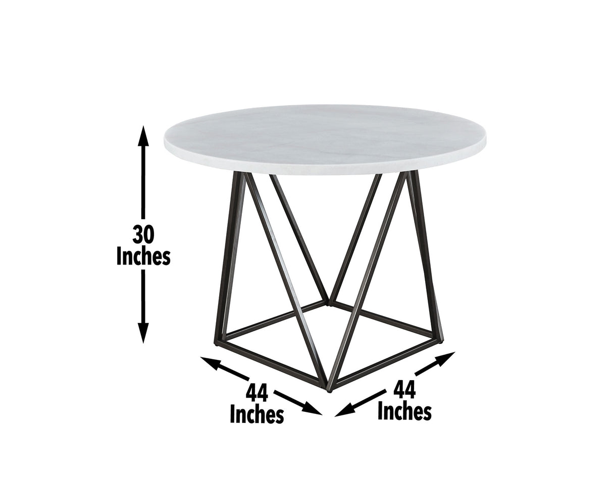 Ramona White Marble Top 44 inch Round Dining Table - RM440WT