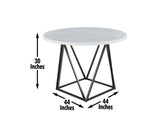 Ramona White Marble Top 44 inch Round Dining Table - RM440WT