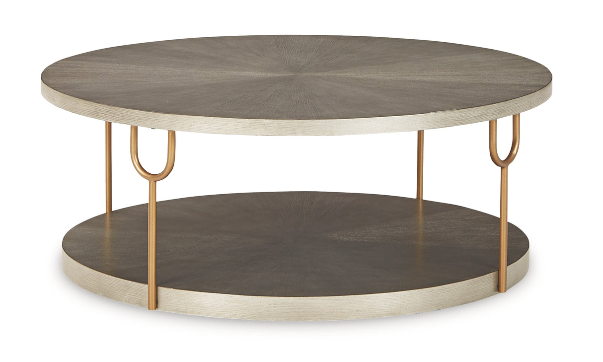 Ranoka Coffee Table with 2 End Tables in Platinum from Ashley - Luna Furniture