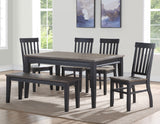 Raven Noir 6 Piece Dining Set (Table, Bench & 4 Side Chairs) from Steve Silver - Luna Furniture