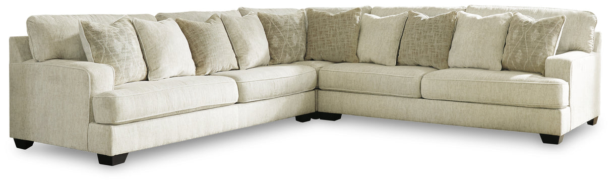 Rawcliffe 3-Piece Sectional with Ottoman in Parchment from Ashley - Luna Furniture