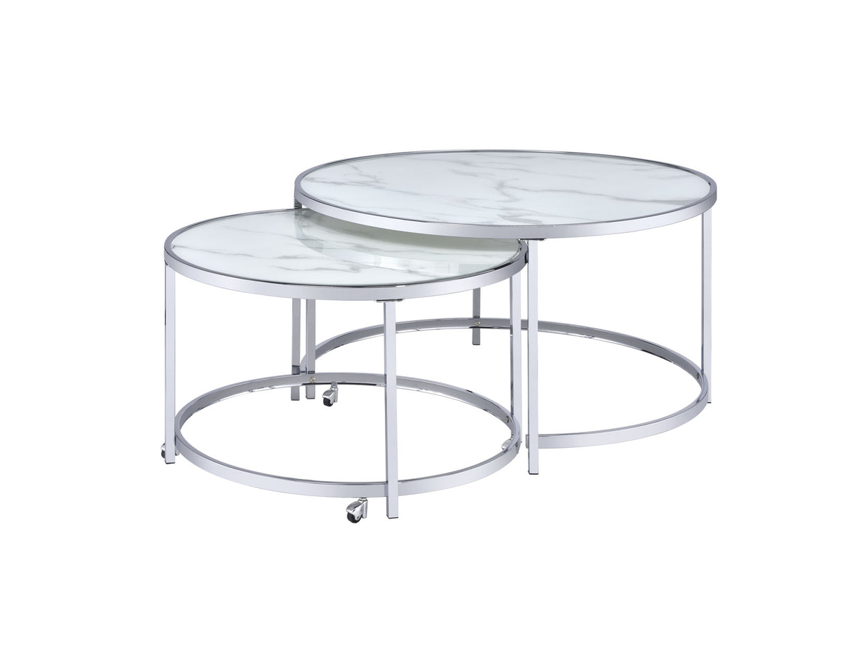 Rayne Nesting Cocktail Table, White from Steve Silver - Luna Furniture