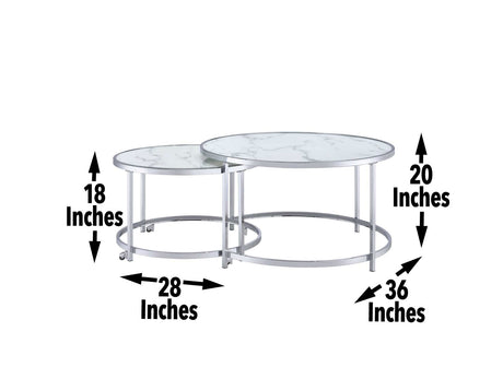 Rayne Nesting Cocktail Table, White from Steve Silver - Luna Furniture