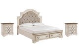 Realyn California King Upholstered Bed with 2 Nightstands in Two-tone - PKG012188