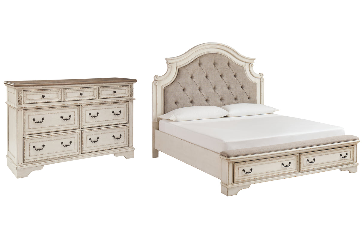 Realyn California King Upholstered Bed with Dresser in Two-tone - PKG010795