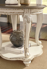 Realyn Coffee Table with 1 End Table in White/Brown - PKG008634