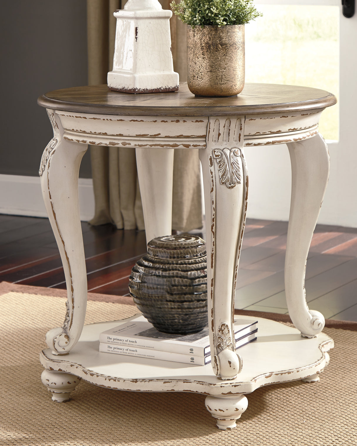 Realyn Coffee Table with 1 End Table in White/Brown - PKG008634