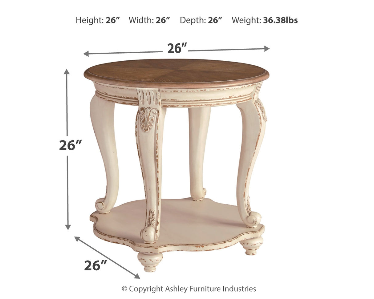 Realyn Coffee Table with 1 End Table in White/Brown - PKG008634