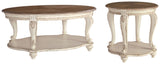 Realyn Coffee Table with 1 End Table in White/Brown - PKG008636