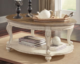 Realyn Coffee Table with 1 End Table in White/Brown - PKG008636