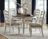 Realyn Dining Table and 4 Chairs in Chipped White - PKG002221